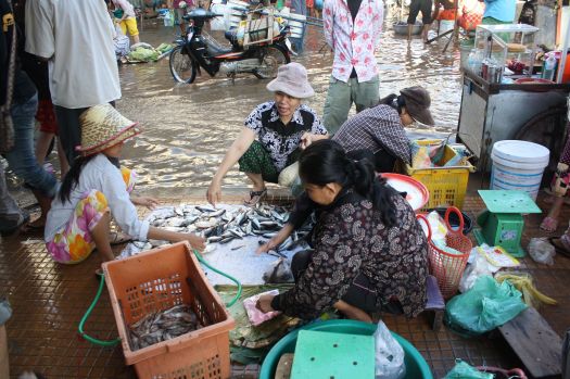 Cambodian women selling at market