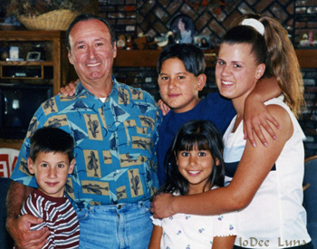 Dad and his grandchildren: Jacob, Josiah, Elya, and Rebekah
