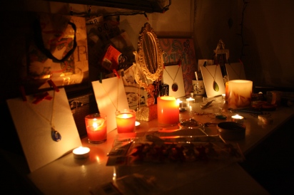 necklaces and candle light