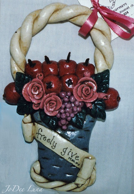 Dough Art Apple and Rose  Basket