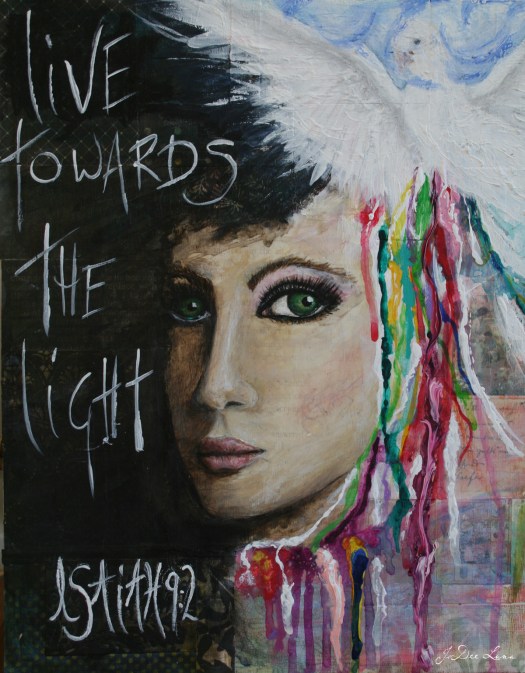 live towards the light mixed media