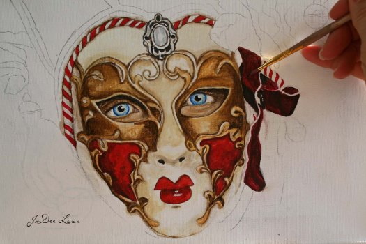 The Pretender Masquerade Mask Acrylic in Process