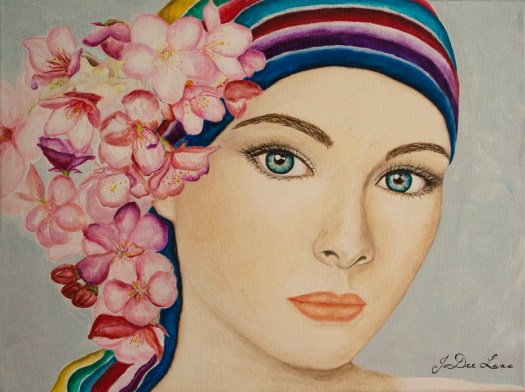 Blossom with Multi-colored Scarf Acrylic by JoDee Luna 926